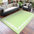 thumbnail image 1 of Garvee 8x10ft Outdoor Rug Modern Simple Reversible Area Rug, Plastic Straw Rug Waterproof Outdoor Carpet with Bordered Design for Patio Backyard Camping Beach RV Porch, Light Green, 1 of 6
