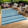 thumbnail image 1 of Garvee 8x10ft Waterproof Outdoor Rugs Modern Striped Area Rug for Patio, Reversible UV-Resistant Plastic Straw Rugs Outdoor Camping Carpet for Porch Deck Backyard Balcony, Blue, 1 of 5