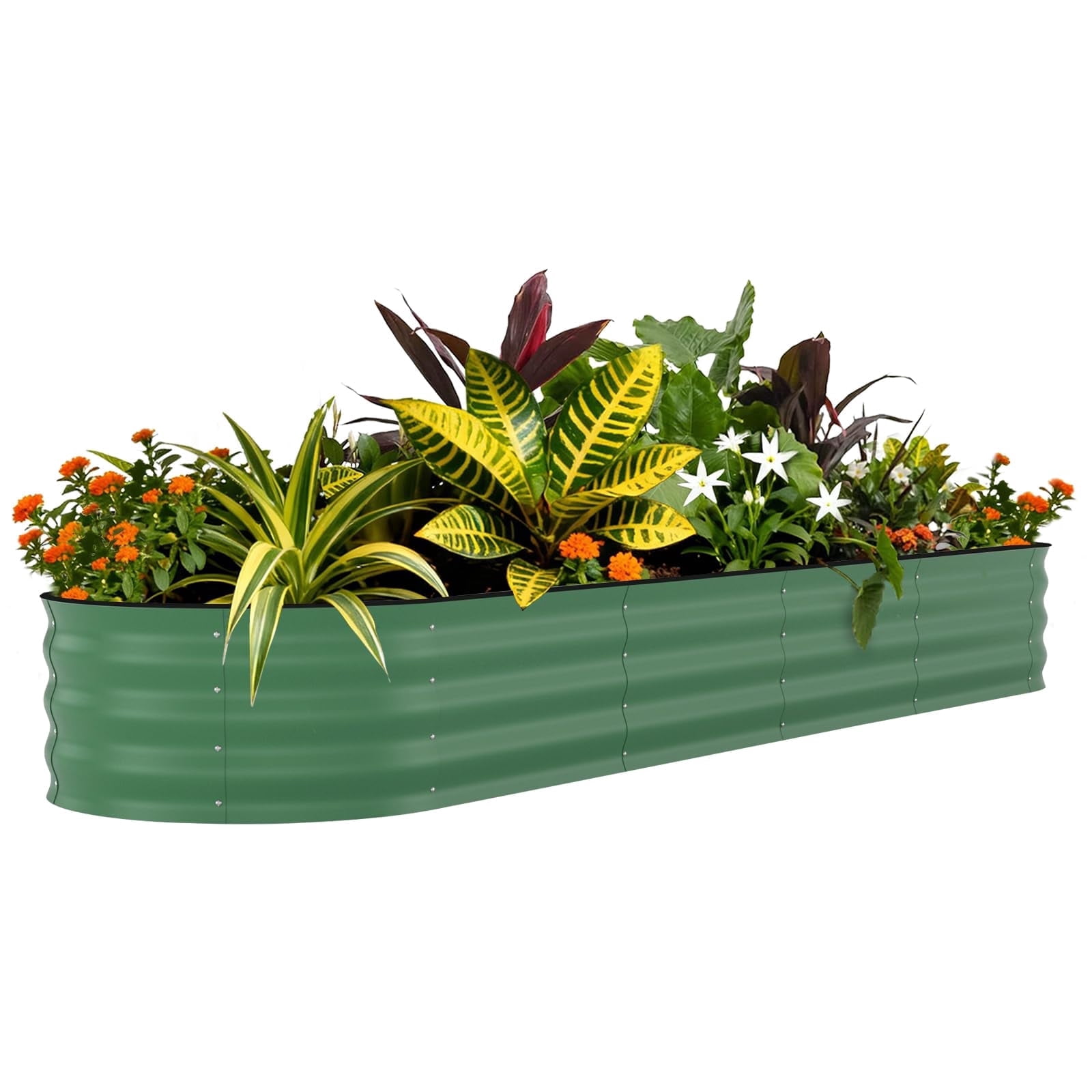 Garvee 8x2x1.5ft Galvanized Raised Garden Beds Kit,Outdoor Metal Gardening Planter Box, Green