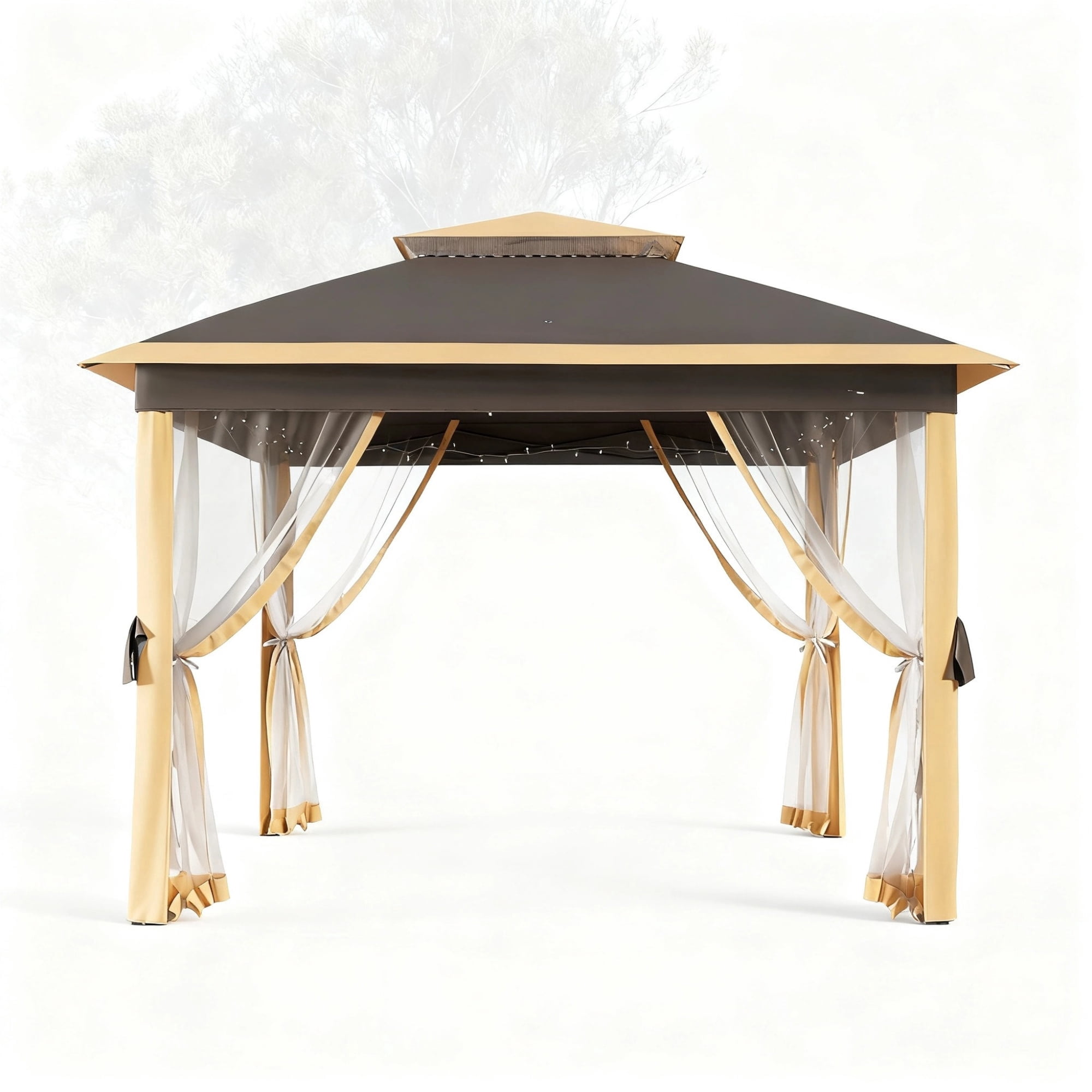 Garvee 10.82 x 10.82' Outdoor Pop up Gazebo Tent, Adjustable Height with Mosquito Netting, Khaki