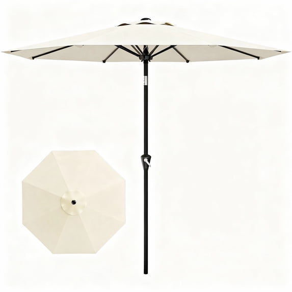 Garvee 9 feet Outdoor Patio Umbrella, with Push Button Tilt & 8 Sturdy Ribs, Off-White