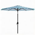 thumbnail image 1 of Garvee 9 ft Patio Table Umbrella, 8 Ribs, Crank Lift & Push Button Tilt, Blue & White Stripes, 1 of 9