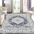 thumbnail image 1 of Garvee 9'x12' Area Rug Vintage Washable Rug Boho Distressed Rug Low Pile Non-Shedding Foldable Accent Rugs for Living Room Bedroom, Gray Blue, 1 of 7