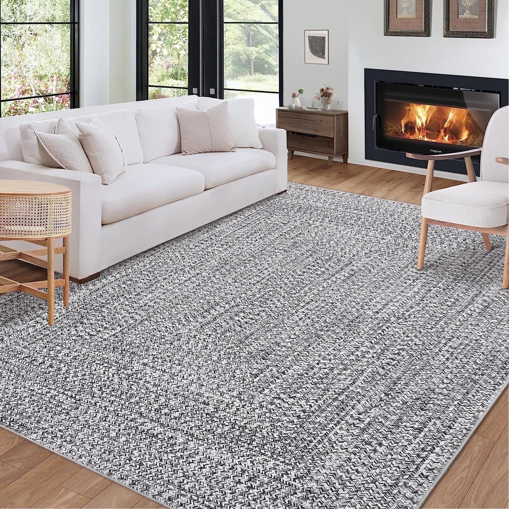 Garvee 9'x12' Large Area Rugs Braided Print Rug, Machine Washable ...