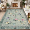 thumbnail image 1 of Garvee 9'x12' Floral Area Rug Modern Print Bordered Carpet, Washable Rug Non Slip Indoor Floor Mat for Living Room Bedroom Dining Room, Green, 1 of 6