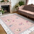 thumbnail image 1 of Garvee 9'x12' Floral Area Rug Modern Print Bordered Carpet, Washable Rug Non Slip Indoor Floor Mat for Living Room Bedroom Dining Room, Pink, 1 of 6