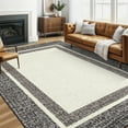 thumbnail image 1 of Garvee 9'x12' Large Area Rugs for Living Room Bedroom Modern Farmhouse Border Rug Low Pile Non Slip Area Rug, Brown, 1 of 8