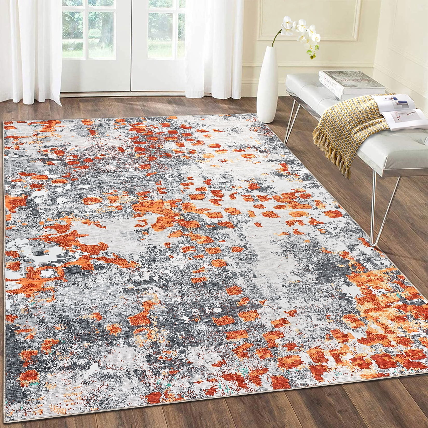 Garvee 9'x12' Modern Abstract Area Rug Boho Chic Carpet, Washable Non ...