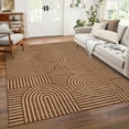 thumbnail image 1 of Garvee 9'x12' Modern Abstract Area Rug Rainbow Stripe Carpet, Washable Rugs Simple Style Home Decor Carpet with Non-Slip Backing Low Pile Floor Mat for Living Room Bedroom, Camel, 1 of 7