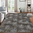 thumbnail image 1 of Garvee 9x12 Area Rug Modern Plaid Checkered Rug, Washable Rugs Soft Neutral Indoor Carpet Solid Rug Non Slip Low Pile Rug for Living Room Bedroom Dining Room Office, Brown, 1 of 9