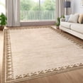 thumbnail image 1 of Garvee 9'x12' Modern Bordered Area Rug Farmhouse Neutral Carpet, Washable Rug Non Slip Soft Rugs for Living Room Bedroom Home Office, Linen, 1 of 9