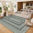 thumbnail image 1 of Garvee 9'x12' Modern Bordered Area Rug Geometric Braided Printed Carpet, Washable Non Slip Rug Soft Low Pile Indoor Mats for Living Room Bedroom Home Office, Green, 1 of 9