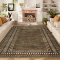 thumbnail image 1 of Garvee 9'x12' Modern Bordered Area Rug Geometric Carpet, Washable Non Slip Rug for Living Room Bedroom Home Decor, Brown, 1 of 10