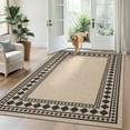thumbnail image 1 of Garvee 9'x12' Modern Bordered Rug Solid Area Rug, Geometric Washable Rugs Stain Resistant Low Pile Rug Non Slip Indoor Outdoor Carpet for Living Room Bedroom Home Office, Jute, 1 of 8
