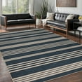 thumbnail image 1 of Garvee 9'x12' Modern Striped Area Rugs Easy Jute Rug with Non-Slip Backing, Washable Rug Neutral Print Indoor Outdoor Carpet for Bedroom Living Room Patio, Navy Blue, 1 of 7