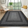 thumbnail image 1 of Garvee 9'x12' Printed Braided Rugs Farmhouse Bordered Carpet, Machine Washable Indoor Area Rug Non-Slip Low Pile Rugs for Living Room Bedroom Home Decor, Black, 1 of 9