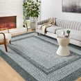 thumbnail image 1 of Garvee 9'x12' Rug Braided Print Area Rug Farmhouse Border Rug Geometric Area Rug Stain-Resistant Non-Shedding Accent Rug, Gray, 1 of 7