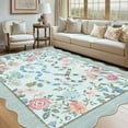 thumbnail image 1 of Garvee 9'x12' Snake Floral Area Rug Scalloped Rug, Machine Washable Farmhouse Indoor Carpet Non-Slip Low Pile Accent Rug for Living Room Bedroom Dining Room， Blue, 1 of 8