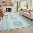 thumbnail image 1 of Garvee 9'x12' Vintage Boho Area Rugs Oriental Accent Rugs, Washable Printed Rug Stain Resistant Indoor Carpet Low Pile Soft Rugs for Living Room Bedroom, Light Blue, 1 of 9