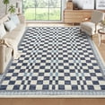 thumbnail image 1 of Garvee 9'x12' Checkered Area Rug Farmhouse Washable Rug, Soft Non-Slip Rugs Stain-Resistant Geometric Indoor Carpet for Living Room Bedroom Playroom, Blue, 1 of 8