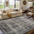thumbnail image 1 of Garvee 9'x12' Washable Area Rugs for Living Room Floral Print Rug Non-Slip Low Pile Carpet for Bedroom, Brown Green, 1 of 8