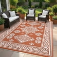 thumbnail image 1 of Garvee 9'x18' Outdoor Rug Boho Classic Outdoor Carpet, Reversible Plastic Outdoor Area Rugs Waterproof Straw Patio Rug RV Camping Mat for Deck, Porch, Beach, Backyard, Orange, 1 of 7