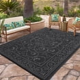 thumbnail image 1 of Garvee 9'x18' Outdoor Rug Waterproof Plastic Straw Rug, Reversible Outside Carpet UV Resistant Modern RV Mat for Backyard Garden Deck Poolside, Black, 1 of 6