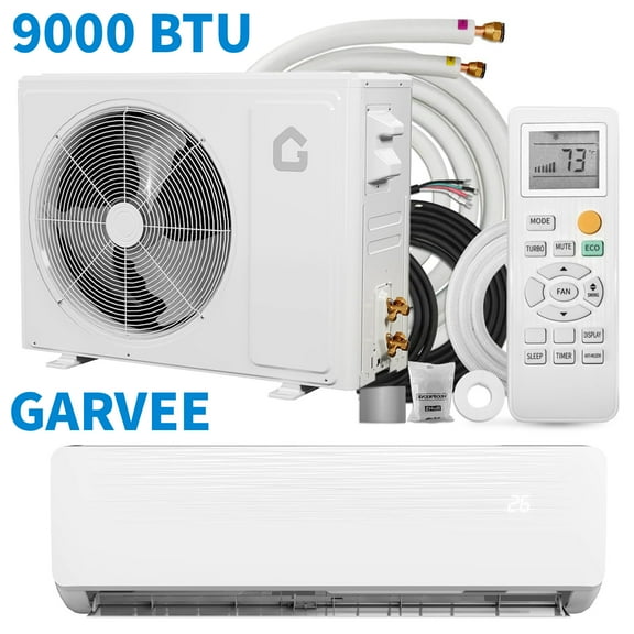 Garvee 9000 BTU Mini Split Air Conditioners with Heat Pump, Wall Mount Split AC Unit with Installation Kits for Cools up to 550 Sq.ft, 19 SEER2, 115V, White