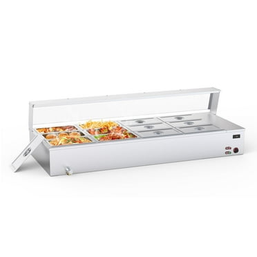 Garvee 12-Tier Commercial Food Warmer,  12 x 8QT, 1500W, 58.1"x22.8"x15.8", Silver