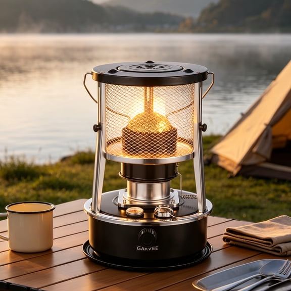 Garvee 9800 BTU Indoor Kerosene Heater, Portable Heater with 1.37 Gal Tank, Adjustable Flame & Fuel Level Indicator for Camping, Hunting, Garage, Black