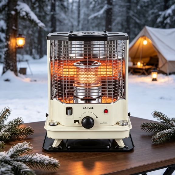Garvee 9800 BTU Kerosene Heater for Indoor & Outdoor Use, Portable Kerosene Heater with 1.1 Gal Tank, Space Heating & Cooking Function, Beige