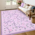thumbnail image 1 of Garvee 9x12 Area Rug Modern Floral Print Rugs for Living Room, Machine Washable Rug Soft Non Slip Indoor Rug Carpet, Low Pile Ultra Thin Farmhouse Rugs for Bedroom Dining Room Home Decor, Purple, 1 of 8