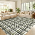 thumbnail image 1 of Garvee 9x12 Geometric Striped Area Rug Living Room Rug, Machine Washable Plaid Rugs With Non-Slip Backing Low Pile Stain Resistant Indoor Carpet for Bedroom Dining Room Home Office, Green, 1 of 8