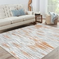 thumbnail image 1 of Garvee 9x12 Modern Abstract Area Rug Striped Print Carpet, Machine Washable Rug with Non-Slip Backing Stain-Resistant Soft Rugs Low-Pile Floor Cover for Living Room Bedroom Home Office, Orange, 1 of 8