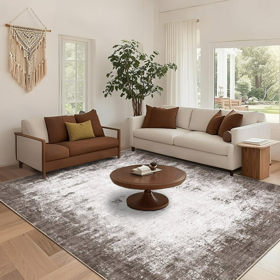 Garvee 9x12 Modern Abstract Area Rugs for Living Room, Washable Non-Slip Rug Non-Shedding Contemporary Accent Rugs Carpets for Bedroom Dining Room Office, Coffee