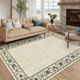 thumbnail image 1 of Garvee 9x12 Modern Bordered Area Rugs Floral Print Rug, Ultra-Soft Low Pile Non Slip Carpet Washable Stain Resistant Rug for Living Room Bedroom Home Office, Beige, 1 of 8