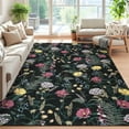 thumbnail image 1 of Garvee 9'x12' Floral Area Rugs, Machine Washable Farmhouse Print Carpet, Non-Slip Low Pile Indoor Rug for Living Room Bedroom Playroom, Black, 1 of 9