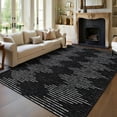 thumbnail image 1 of Garvee 9x12 Washable Area Rugs Modern Solid Rug, Non-Slip Striped Geometric Rug Stain-Resistant Contemporary Rug Carpet for Living Room Bedroom Dining Room, Black, 1 of 8