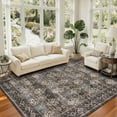 thumbnail image 1 of Garvee 9x12ft Vintage Floral Area Rug, Washable Rug Boho Distressed Carpet Non-Slip Throw Rug for Living Room Bedroom Home Office, Brown, 1 of 7