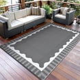 thumbnail image 1 of Garvee 9x18ft Outdoor Rug Modern Simple Reversible Area Rug, Plastic Straw Rug Waterproof Outdoor Carpet with Bordered Design for Patio Backyard Camping Beach RV Porch, Gray, 1 of 6