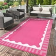 thumbnail image 1 of Garvee 9x18ft Outdoor Rug Modern Simple Reversible Area Rug, Plastic Straw Rug Waterproof Outdoor Carpet with Bordered Design for Patio Backyard Camping Beach RV Porch, Rose Red, 1 of 6
