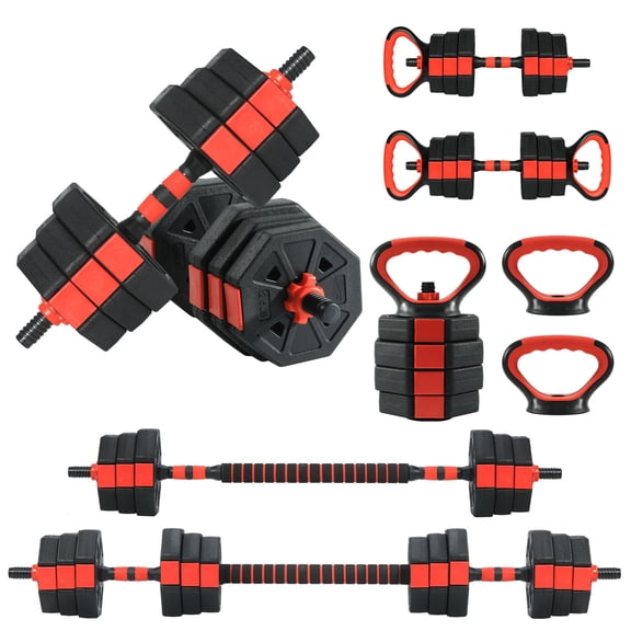 Garvee Adjustable Dumbbell Set with Connector & Anti-Slip Handle Converts to Barbell & Kettlebell
