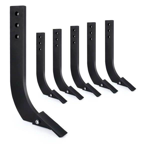 Garvee Adjustable Scarifier Shank for Box Blade 16 Inch 3 Holes Removable Tapered Teeth and Pins for Digging Plowing Replacement 6 Pack – Black