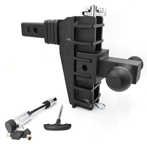 Garvee Adjustable Trailer Hitch, Ball Hitch Drop Hitch Dual Ball(2" X 2-5/16") Fits 2-Inch Receiver, 6-Inch Drop&Rise Ball Mount Hitch w/Anti-Theft Pin, 20,000 LBS GTW Tow Hitch