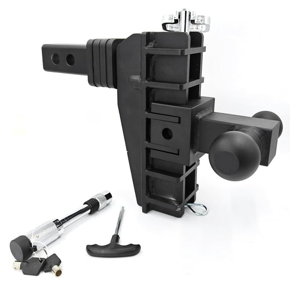 Garvee Adjustable Trailer Hitch, Ball Hitch Drop Hitch Dual Ball(2" X 2-5/16") Fits 2-Inch Receiver, 6-Inch Drop&Rise Ball Mount Hitch w/Anti-Theft Pin, 20,000 LBS GTW Tow Hitch