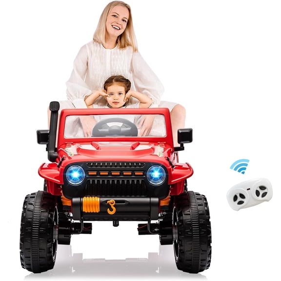 24V 2-Seater Ride-On Electric Truck, Battery-Powered Vehicle with Remote Control, 4x45W Motors, 4WD/2WD Switchable, LED Headlights & Music Player, Red