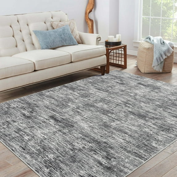 Garvee Area Rug 8'x10' Contemporary Abstract Rug Indoor Bedroom Rug Soft Foldable Carpet for Dining Room Home Office, Light Gray