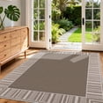 thumbnail image 1 of Garvee Area Rug 8x10ft Bordered Striped Carpet, Stain Resistant Machine Washable Rug Flat Woven Indoor Outdoor Rug with TPR Backing for Patio Balcony Bedroom Living Room, Camel, 1 of 8