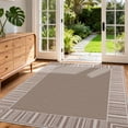 thumbnail image 1 of Garvee Area Rug 9x12ft Bordered Striped Carpet, Stain Resistant Machine Washable Rug Flat Woven Indoor Outdoor Rug with TPR Backing for Patio Balcony Bedroom Living Room, Beige, 1 of 8