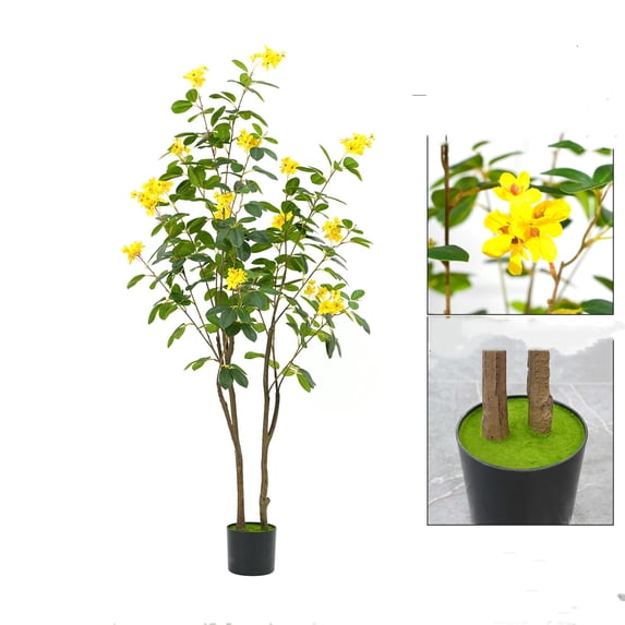 Garvee Artificial Tree, 4.3ft/4.9ft Artificial Blooming Trees, Blooming Flower Decor, Trees with Blooming Flower And Leaves for DIY Garden Home Wedding Party